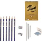 Faber-Castell Faber Castel Eskiz Başlangıç Seti 10 + Dereceli Kalem + A5 Defter + Dağıtıcı Set + Silgi + Açacak + Hamur Silgi