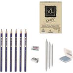 Faber-Castell Faber Castel Eskiz Başlangıç Seti 5 + Dereceli Kalem + A5 Defter + Dağıtıcı Set + Silgi + Açacak + Hamur Silgi