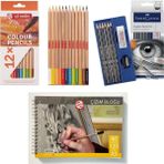 Faber-Castell Faber Castel Goldfaber Dereceli Kalem Çizim Seti - Art Creation 12'li Kuru Boya ve Talens A5 Defter