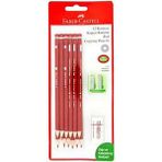 Faber-Castell Faber Castell 12 Kırmızı Kopya Kalemi Silgi ve Kalemtraş