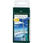 Faber Castell Fırça Uç Gök Renkleri 6'lı Poşet Pitt Çizim Kalemi