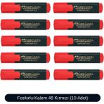 Faber-Castell Fosforlu Kalem 48 Serisi 10 Adet - Kırmızı