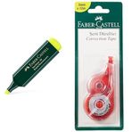 Faber-Castell Fosforlu Sarı Kalem& Faber-Castell Şerit Düzeltici 2'li Set