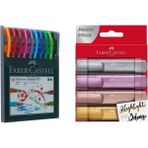 Faber-Castell Fosforlu ve Tükenmez Kalem Seti 14'lü Metalik Tonlar ile Karışık Canlı Renkler