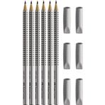 Faber-Castell Grip 2001 Üçgen Kurşun Kalem Metalik Siyah 6'lı