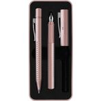 Faber-Castell Grip 2011 Hediye Seti Gül Rengi, M Uçlu Dolma Kalem ve XB Tükenmez Kalem, Metal Hediye Kutulu, Yedek Kartuşlu