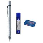 Faber Castell Grip 2011 Okul Seti 0.7 mm Gümüş Kalem + Silgi + Kalem Ucu