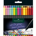 Faber-Castell Grip Finepen İnce Keçe Uçlu Kalem Seti, 30’lu, Pastel ve Neon Renkler, 0.4 mm Hassas Uç, Metal Destekli, Ergonomik Üçgen Gövde