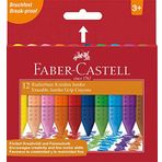 Faber-Castell Grip Jumbo Mum Boya, 12 Renk, Silinebilir, Parlak Renkler, Kalemtıraşla Açılabilir, Ergonomik Tutuş