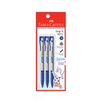 Faber-Castell Grip X Ergonomic Ballpoint Pen Pack of 3 (1.0mm - Blue) Triangular Barrel, Fatigue Free Writing, Super Smooth