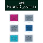 Faber-Castell Hamur Silgi 6'lı (Pembe, Mavi, 3 Gri, Lacivert)