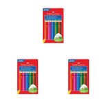 Faber-Castell Jumbo Kuru Boya Kalemi, 12 Renk, Çocuklar İçin Eğlenceli ve Kolay Tutuş, Ergonomik Üçgen ve Kalın Gövde, Kırılmaya Karşı Dirençli Özel Yapıştırma Sistemi 3lü paket