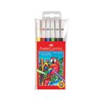 Faber-Castell Keçeli Kalem Seti, 6 Renk, Su Bazlı Yıkanabilir Mürekkep, Kağıt-Karton-Tahta Uyumlu, Canlı Renkler