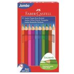 Faber Castell Kuru Boya Kalemi 12 Renk Jumbo Tam Boy Ucgen