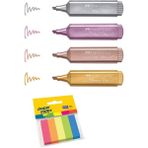 Faber-Castell Metalik Fosforlu Kalem 4'lü + Kraf Ayraç 5'li