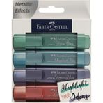 Faber-Castell Metalik Fosforlu Kalem Seti 4'lü – 1-2-5 mm Uç, Glorious Red, Precious Green, Magnificent Blue, Shimmering Violet