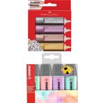 Faber-Castell Metalik Fosforlu + Stabilo Boss Pastel Fosforlu Kalem Seti