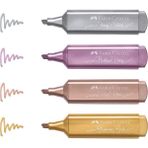 Faber-Castell Metalik Renk Fosforlu Kalem 4 Lü Paket Parıltılı Renkler 5 2 1 mm Uç Genişliği
