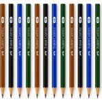 Faber-Castell Şövalye Hb Yuvarlak Kurşun Kalem 12 Adet Renkli Seçeneklerle Çizim İçin Uygun