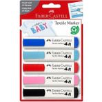 Faber-Castell Tekstil Markörü 5 Renkli Paket Faber-Castell Tekstil Marker 5 Renkli Keçeli Kalem - 1-5mm - Karışık-Çok Renkli - Tesktil Markörü