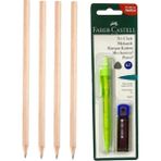 Faber-Castell Tri Click Yeşil ve Faber-Castell 4'lü Natural Ösym Kalemi