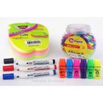 Faber Tahta Kalemi 3 Renk + Mini Fosforlu Kalem 6 Renk + Elma Şekilli Post-It 50 Yaprak