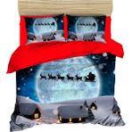 Fabeteks Yılbaşı Ay Manzaralı Noel Baba ve Geyikleri Nevrem Takımı - 200 x 220 cm - Gri