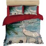 Fabeteks Yılbaşı Geyik ve Çam Ağacı Dijital Nevrem Takımı - 200 x 220 cm - Mavi