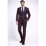FABIO CASSEL Bordo Kareli Premium Erkek Takım Elbise – Slim Fit Özel Gün & Davet Takımı - 6 Drop - 52