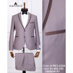 Fabio Cassel Erkek Damatlık Slim Fit Takım Elbise - Gri - Açık Kahverengi - 6 Drop - 44