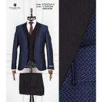 Fabio Cassel Erkek Yelekli Damatlık Slim Fit Takım Elbise - Lacivert - 50