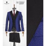 Fabio Cassel Erkek Yelekli Damatlık Slim Fit Takım Elbise - Saks - 6 Drop - 54