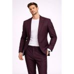 FABIO CASSEL Franko Cardını Bordo Çizgili Casual Takım Elbise – Torba Cepli Ceket & Ipli Pantolon Modern Slim Fit - 6 Drop - 46