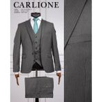 Fabio Cassel Slim Fit Mono Yaka Çift Yırtmaçlı Astarlı Takım Elbise Yelekli - Gri - 6 Drop - 50