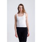 fablair Kadın Fitilli Kalın Askılı Sıfır Kol Basic Siyah Yazlık Pamuklu Crop Bluz Beyaz L