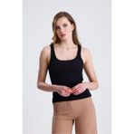 fablair Kadın Fitilli Kalın Askılı Sıfır Kol Basic Siyah Yazlık Pamuklu Crop Bluz siyah L