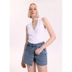 Fabrika 5003328166 Açık İndigo Kadın Mavi Relaxed Yıkamalı Şort Etek