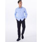 Fabrika Basic Gömlek Yaka Armürlü Mavi Erkek Gömlek Maydos 502 - XL