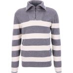 Fabrika Bato Yaka Slim Fit Çizgili Gri Melanj Erkek Kazak F5WM-KZK 2302 - 2XL