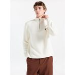Fabrika Bato Yaka Slim Fit Düz Kazak, L, 5003275531, Ekru, Erkek