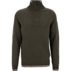 Fabrika Bato Yaka Slim Fit Düz Koyu Haki Erkek Kazak F5WM-KZK 2523