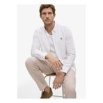 Fabrika Beyaz Erkek Alttan Britli Regular Fit Çizgili Gömlek F6SM-GML 2044