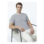 Fabrika Beyaz Erkek Slim Fit Çizgili T-Shirt F6SM-TST 2996