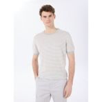 Fabrika Bisiklet Yaka Basic Çizgili Gri Erkek Kazak F5SM-KZK 2048 - 2XL