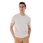 Fabrika Bisiklet Yaka Basic Fit Flamlı T-Shirt, 2XL, F5SM-TST 2730, Vizon, Erkek