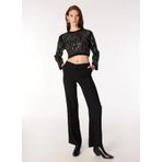 Fabrika Bisiklet Yaka Crop Payetli Siyah Kazak Kadin F4WL-KZK0602