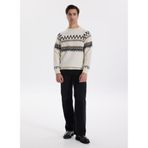Fabrika Bisiklet Yaka Desenli Kazak, XL, 5003277073, Ekru, Erkek