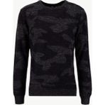 Fabrika Bisiklet Yaka Slim Fit Desenli Siyah - Antrasit Erkek Kazak F5WM-KZK 2254 - XL