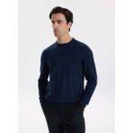 Fabrika Bisiklet Yaka Slim Fit Düz Lacivert Erkek Kazak F5WM-KZK 2883 - 2XL