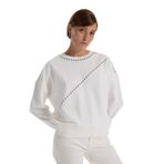 Fabrika Bisiklet Yaka Taşlı Sweatshırt, L, 5003273456, Beyaz, kadın